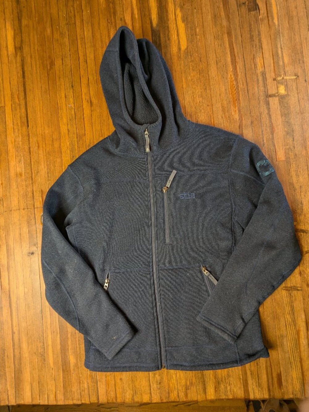 Stio Men's Wilcox Fleece Jacket Medium Blue Hooded.